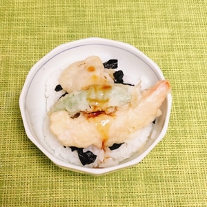 市販の天ぷらで薬味たっぷり天丼